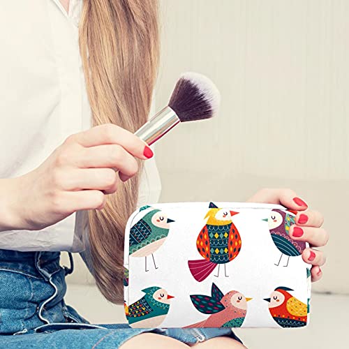 Торба За Тоалетна Торба За Козметичка Шминка За Патување Организатор Торбичка За Перење Со Патент Рачно Нацртани Птици За Неопходни