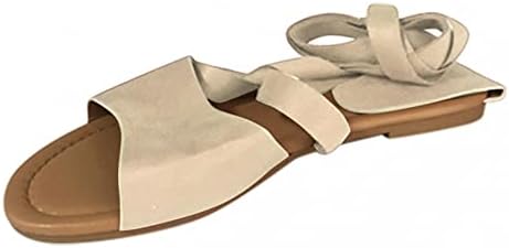 Масбирд сандали за жени облечени летни чипка на врзани фустан рамен удобно отворено пети римски каиш случајни станови на плажа сандали