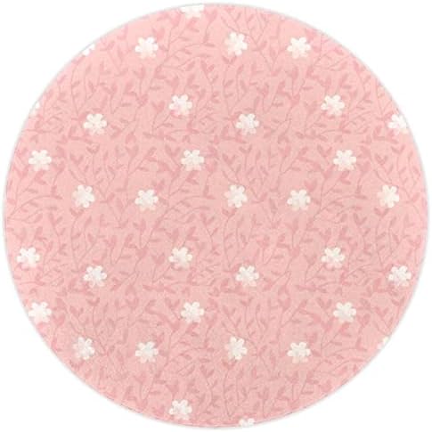 Llnsupply Round Kids Pare Area incer incer incer ince little little little floral врба розова расадник за килим, мека преклопна