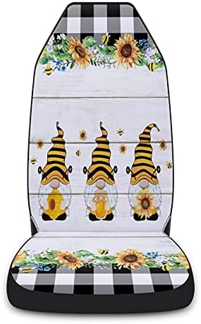 МладиКиди Симпатична пчела Гном за печатење на автомобили Обвинува 2 парчиња сет Универзална предна перница за автомобили за SUV/автомобили/камиони,