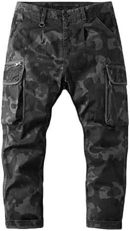 Машки тактички панталони со опуштено товарни борбени панталони воени камо панталони на отворено рипстоп мулти-џеб лесни обични панталони