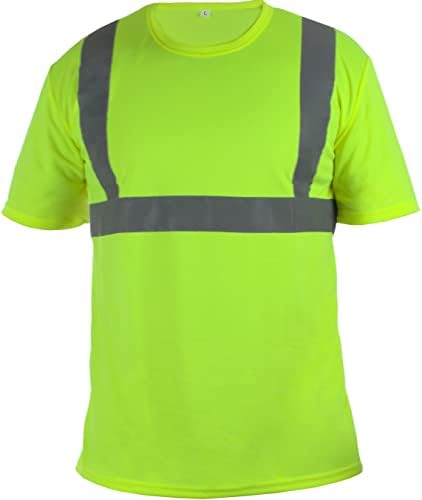 Рефлективни кошули за мажи - Класична стандардна маица со краток ракав - Полиестерска жолта висока видливост