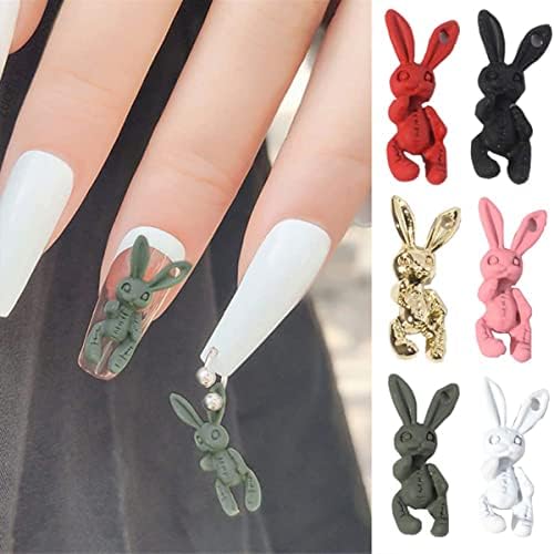 Череп зајак нокти уметност шарм Велигденски зајаче декор за нокти, 27 парчиња 3Д цртан филм зајак нокти накит пирсинг украси
