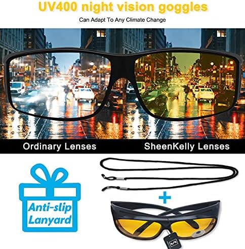 ШИН Кели 2 парчиња Очила За Ноќно Гледање Се Вклопуваат Над Очилата На Рецепт Се Обвиткуваат Околу Очилата За Сонце За Заштита