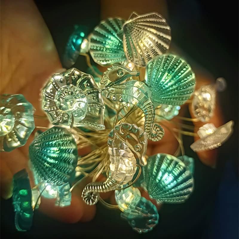 Kitstar Sea Beach Shell Starfish Seahorse 30leds string Lights 10ft Наутички декор