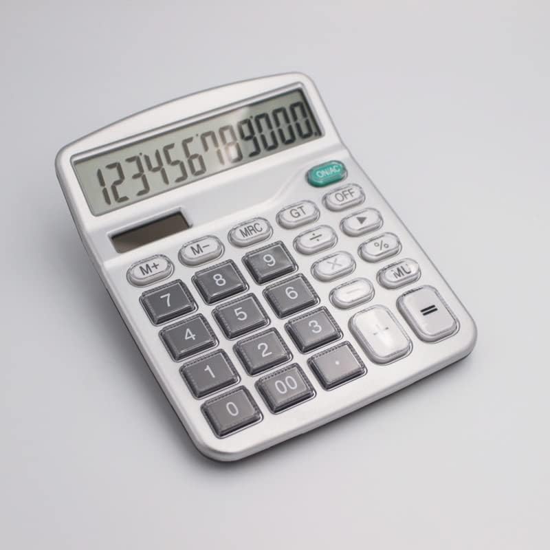 Калкулатор за биро на Ganfanren 12Digit Големи копчиња Алатка за сметководство за финансиски деловни активности Сребрена голема клучна