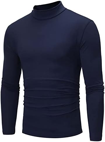 Менси кошули цврста боја на џемпер со средна јака, долги ракави, се протегаат тенок дно кошула, обични модни топли врвови