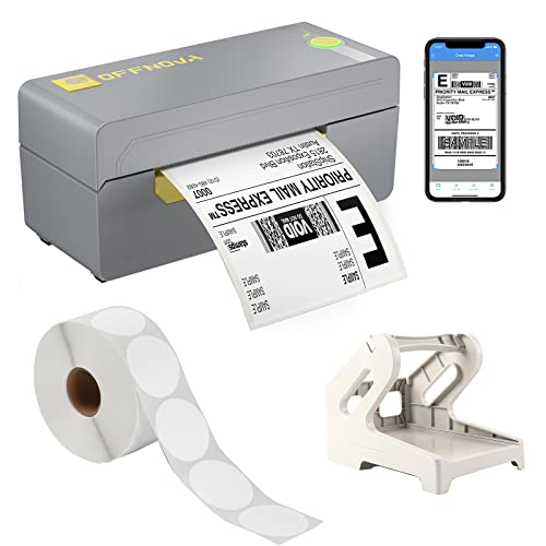 ОФНОВА 200мм/с Bluetooth Превозот Етикета Печатач и 1500 Листови од 2.25 х 2.25 Бели Термички Директни Етикети Снопови