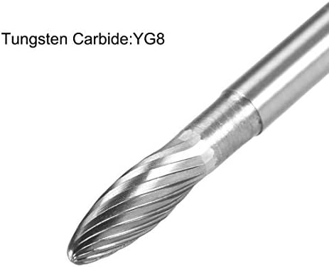 Uxcell Tungsten Carbide Rotary Files 1/4 Shank, единечен исечен пламен облик на ротациони ларви алатка 6 mm dia, за Die Glinder Dript Bit