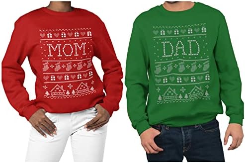 TSTARS Мама и тато што одговараат на грдите божиќни џемпери поставени одлични Божиќни подароци за родители