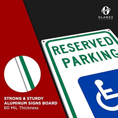 Знак за паркирање на хендикеп на Оланзу 17 ”x 12” - 0,06 инчи алуминиум - пакет од 4 инженерско одделение резервиран знак за паркирање