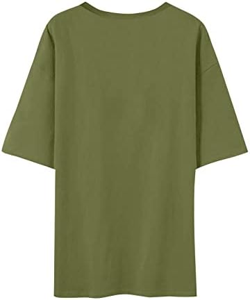 Работете маица со кратки ракави за жени пролет плус големина стилски печатени блузи од стрии лабава памук