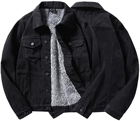 Xzhdd тексас јакни за мажи, зимско задебелен топол ретро случајно палто гроздобер руно кадифен јакна со мулти џебови