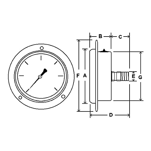 PIC GAUGES 205D-402B 4 DIAL 0/15 PSI опсег, 2-1-2% точност