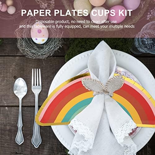 Nuobesty Детска прибор за јадење 1 сет 8 парчиња садови за јадење од виножито и чаши Виножито роденденска забава материјали хартија
