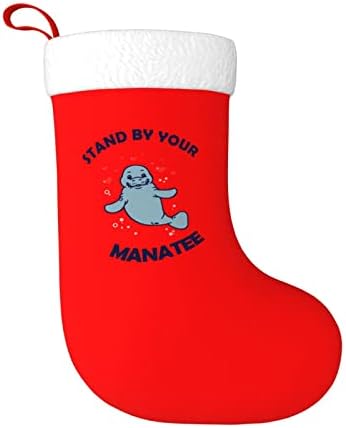 Cutedwarf manatee срце Кристама чорапи Божиќни украси на дрво Божиќни чорапи за Божиќни празнични забави подароци 18-инчи