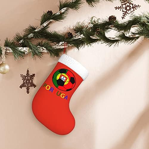 Waymay Portugal Soccer Christmas Stocking 18 инчи Божиќ што виси чорап класичен празник за украсување чорапи