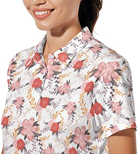 Hispotim женски кратки ракави Поло кошула лесна печатена кошули за голф Брзо суво вежбање голф поло маици