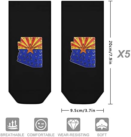Аризона знамето на вода капка 5 пара чорапи на глуждот со низок исечен лесен чорапи за дишење екипаж чорапи без шоу чорапи за атлетски