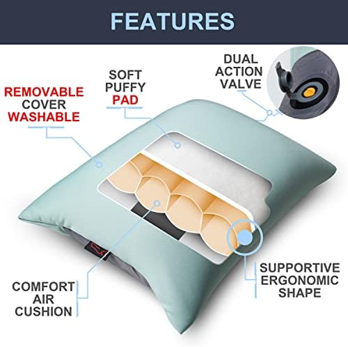 Rioyalo X-пена за надувување перница за кампување лајт со отстранлив капа за пенење | Удобна, ултралејска преносна преносна со лумбална