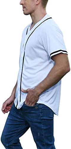 Mowbeat мажи бејзбол Jerseyерси копче надолу со кошули спортски униформа дрес Шарена маица активна облека за кратки ракави со тимот