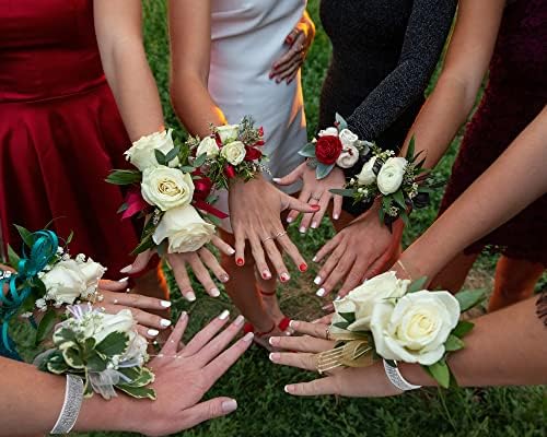 Еластични ленти за корсаж на зглобовите, еластични рачни зглобови за венчални матурски цвеќиња