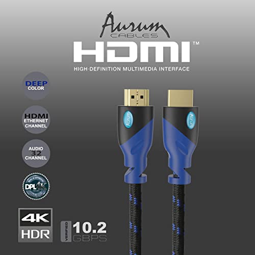 Aurum Ultra серија со голема брзина HDMI кабел со Ethernet - плетенка 50 ft HDMI кабел Extender поддржува 3D и аудио враќање