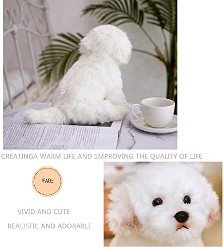 14 Реално кадифен малтешки куче, полнето животинско кученце кученце играчки, мека кадифен перница роденден за деца и возрасни, бели