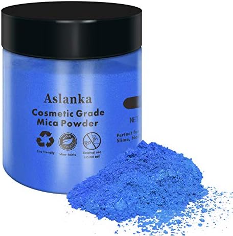 Aslanka сина мраз мика во прав, 50G епоксидна боја на смола, 1,76oz боја на сапун, козметички пигмент во прав, пигмент во боја на смола за