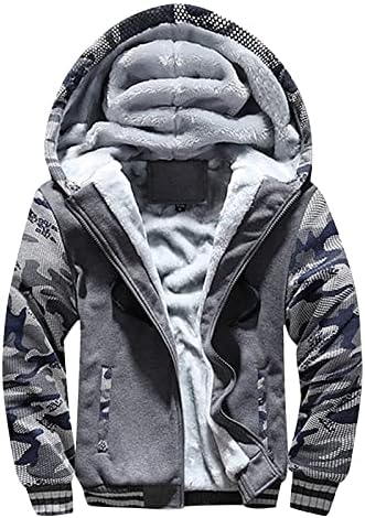 Fsahjkee Mens Sherpa наредени фланели палта, ватирана поставена памучна палто модна кардиган машка облека џемпер зимска волна јакна