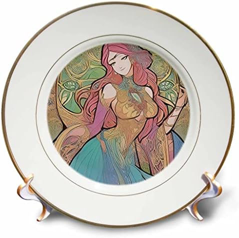 3drose Art Nouveau Woman. Ангажирање на фантазија на божица на дар за танцување и радост - плочи