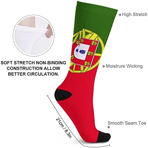 Чорапи Португалија Знаме Обични Чорапи Смешни 3Д Принт Шарени Меки Спортски Новини Чорапи Од Екипажот На Цевката