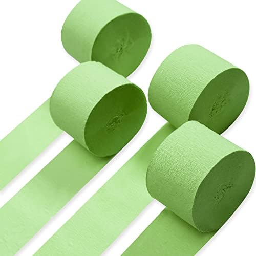 PartyWoo Crepe Paper Streamers 10 ролни зелена и светло зелена крепска хартија