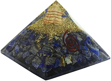 Хармонизирајте го Лапис Лазули заздравувачки кристал пирамида со бакарна чакра симбол ЕМФ заштита Медитатон јога генератор на енергија подароци