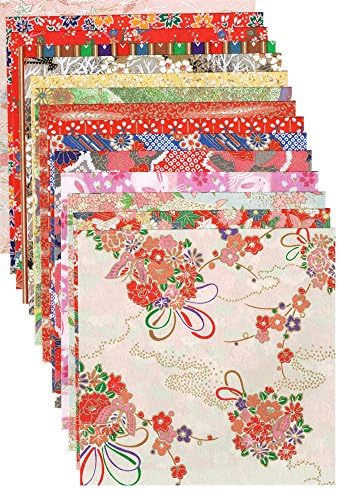 [ JP Exclusive] Washi Kawasumi Chiyo Paper, Yuzen Washi Paper, 5,9 x 5,9 инчи, 100 обрасци, 1 секој од 100 листови