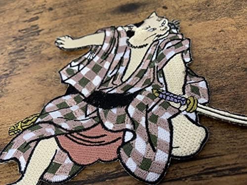 Јапонија увоз wappen-ya dongri мачка самурај везена лепенка железо на шиење на закрпи значка S0008