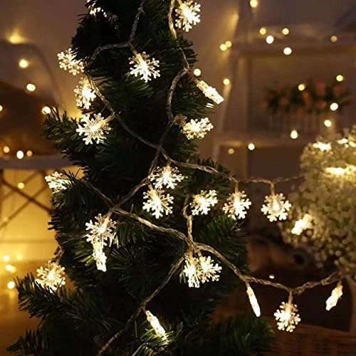 Милексинг Божиќни светла, Божиќен декор Снегулка жици, светла од 19,6 стапки 40 LED самовила батерија оперирана водоотпорна за Божиќни