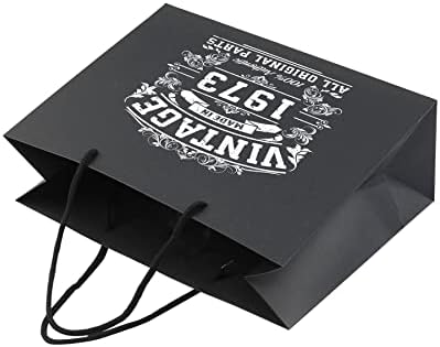 Бенг уредна облека 50 -ти роденденски торби за подароци - црна хартија со рачки со јаже - рециклирана торба за подароци за еколошки