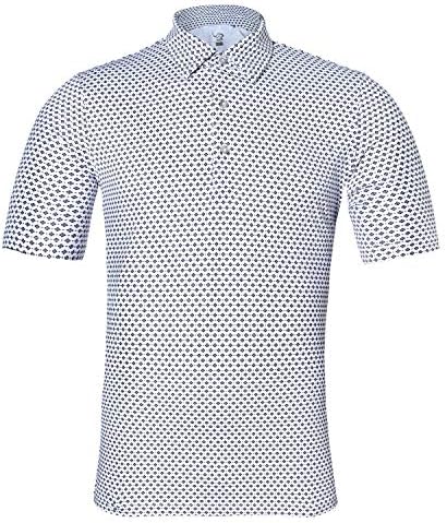 EageGof Редовно вклопување во маица со маица Технолошки технолошки перформанси за голф Поло кошула краток ракав