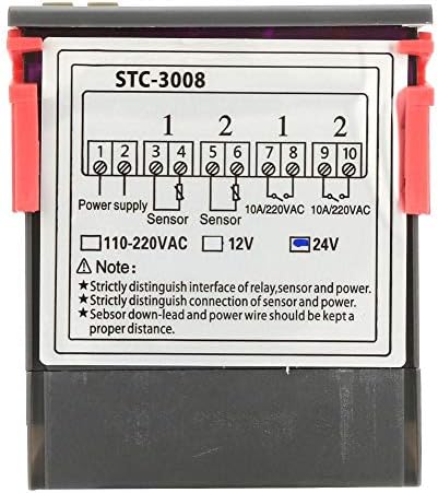JENOKO STC-3008 50/60Hz Двојна дисплеј Двојна NTC Сензор за сондата 10A -50 ° C-70 ° C Дигитална температура на термостат контролер