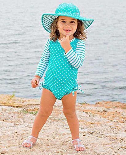 Rufflebutts® бебе/дете девојки со долг ракав со едно парче костим за капење со UPF 50+ заштита од сонце