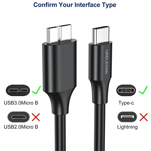 Micro B to USB C хард диск кабел 1ft 2-пакет, USB 3.1 тип Ц до микро Б кабел компатибилен со MacBook Pro Air, Galaxy S5 Note 3, Toshiba
