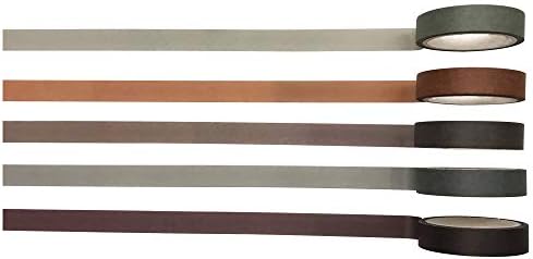 Поставени ленти со цврста боја на мијалник, Енјан 5 ролни Основна колекција декорација 10мм широки јапонски маскирани декоративни ленти за планери за списанија со к