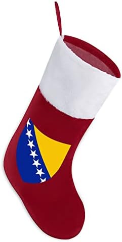 Палто на рацете на Босна и Херцеговина Божиќно порибување Божиќно дрво камин виси чорапи со кратка кадифен манжетна за украсување за домашна