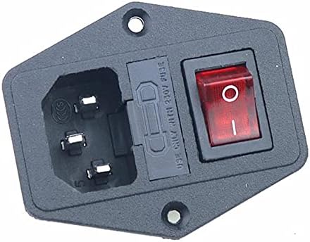 Nunomo 10A осигурувач! Црвено жолто зелено сино црно рокерски прекинувач фузиран C14 IEC320 Влезен приклучок за напојување на осигурувач