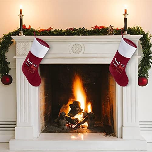 Најдобри тато Бакин некогаш Божиќни чорапи за порибување со кадифен камин што виси за декор за домашно дрво