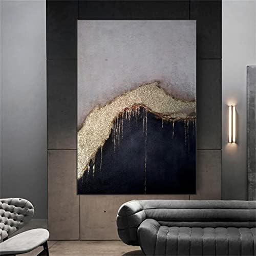Quesheng злато фолија црна сива рака насликана апстрактно платно масло за сликање дневна соба декор