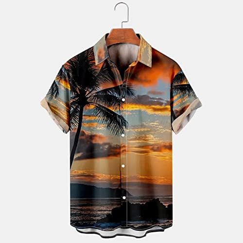 Хавајски кошули за мажи кратки ракави обични летни тропски цветни кошули опуштено копче за вклопување надолу од плажа врвови од одмор