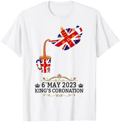 Кралеви крунисување 2023 Унија Jackек Детска и коронирање чајник маица