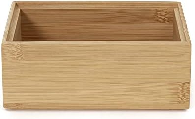 Компактор Осака бамбус кутија за складирање, екстра мала кутија за складирање на дрво, 15 x 7,5 x H. 6,5 см, природен бамбус, кафеав RAN6966